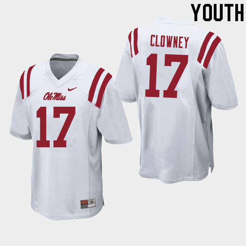 Youth #17 Demon Clowney Ole Miss Rebels College Football Jerseys Sale-White